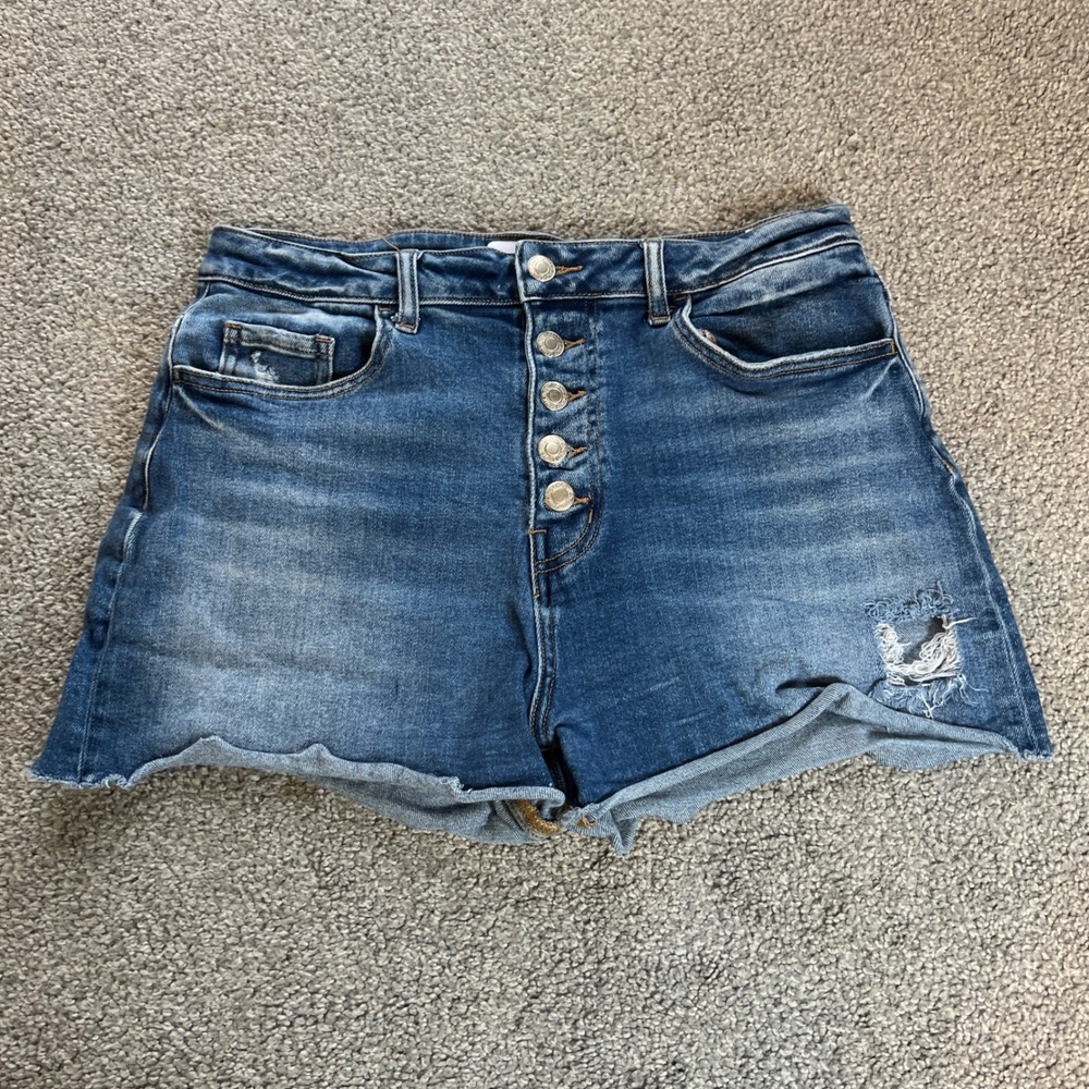 vervet Denim Jean Shorts Womens Large Blue Button Fly Distressed high waist